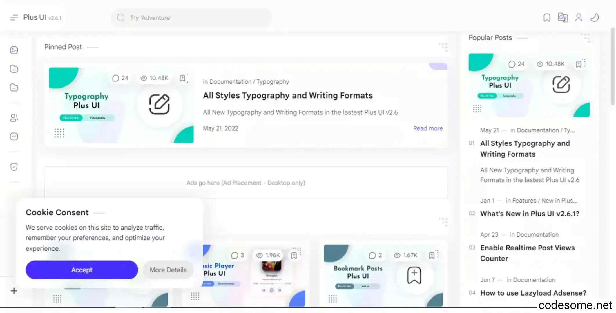 Plus UI v3.2.0 - Blogger Template