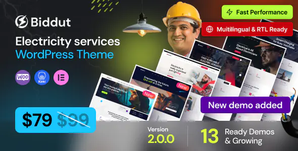 Biddut v1.0.6 - Electricity Services WordPress Theme
