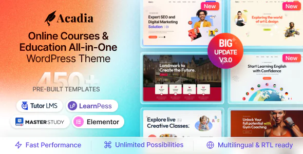 Acadia v3.0.0 - Education WordPress Theme