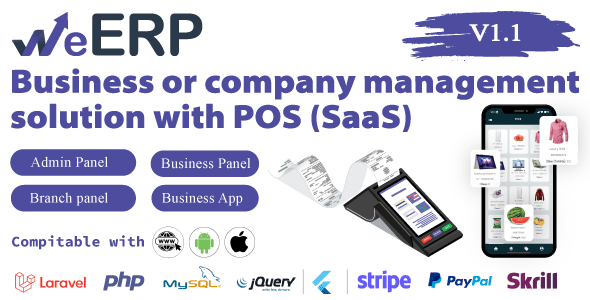 WeERP (SAAS) v1.1 - Business or company management solution with POS including web panel