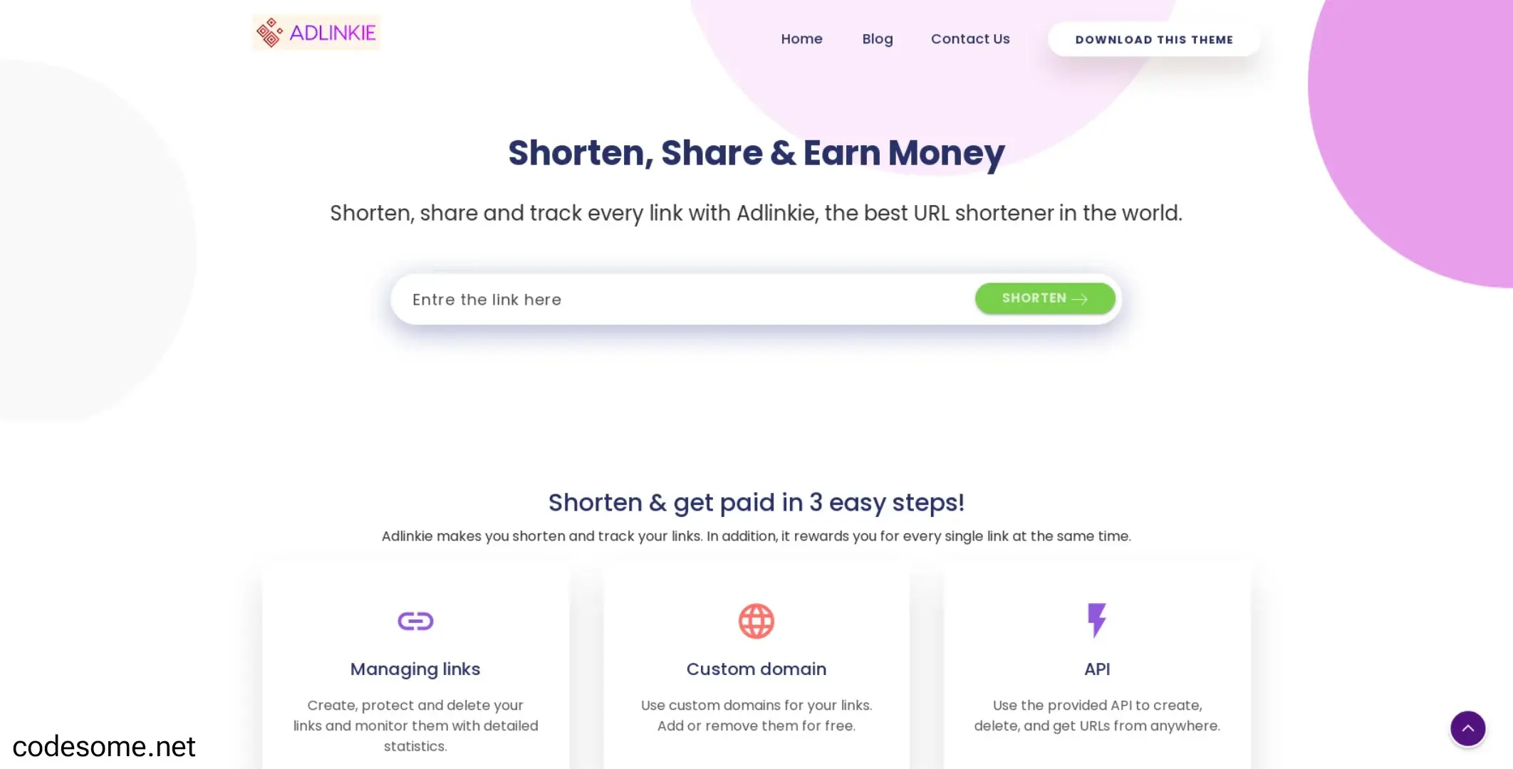 Adlinkie URL Shortener Blogger Template