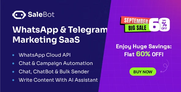 SaleBot v3.6.0 - WhatsApp And Telegram Marketing SaaS - ChatBot & Bulk Sender