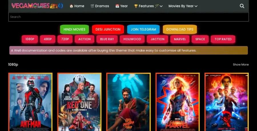 Vega Movies Premium Blogger Template