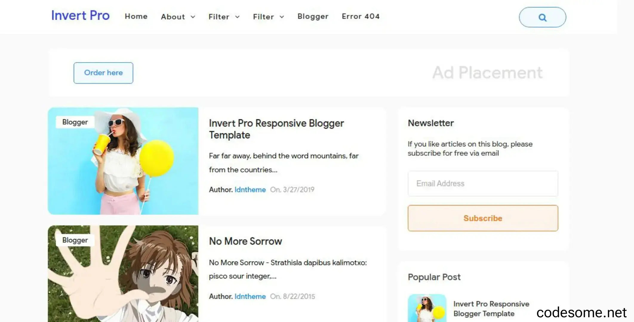 Invert Pro v2.0 - Responsive Blogger Template
