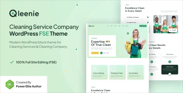 Qleenie v1.0.0 – Cleaning Service Company FSE WordPress Theme