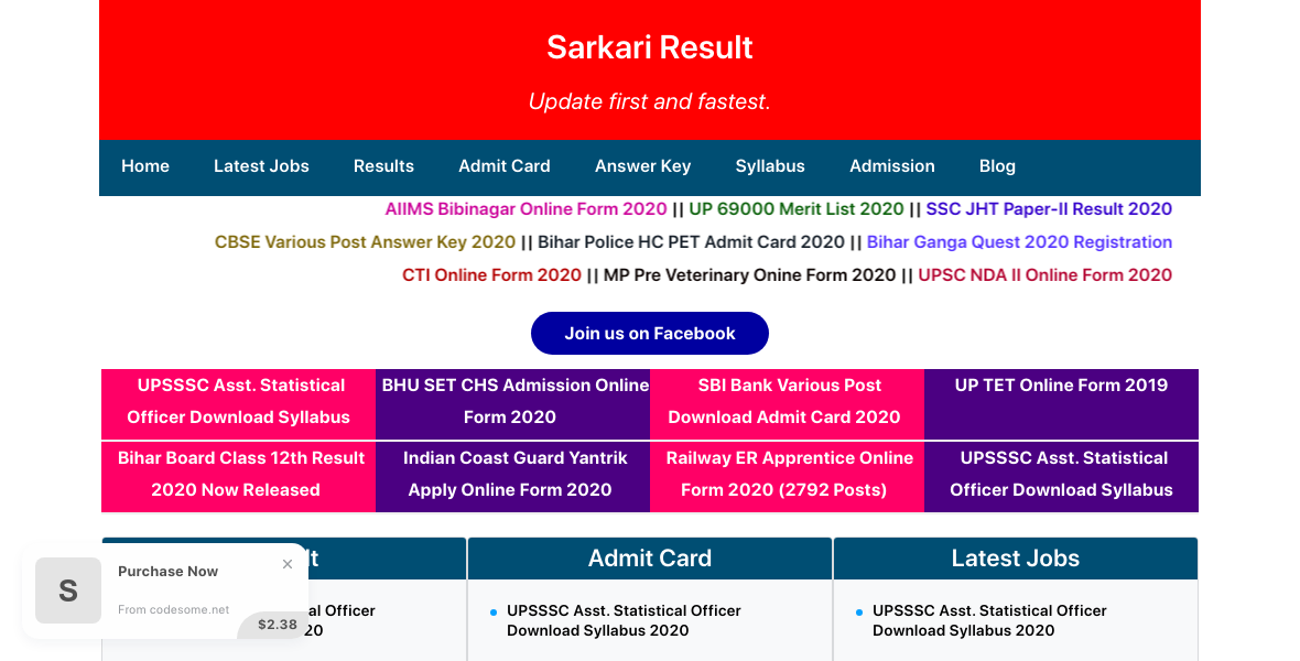 Sarkari Result Blogger Template