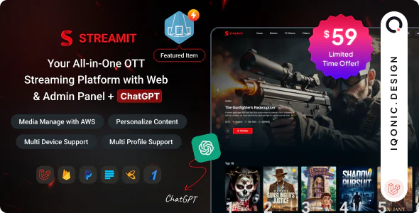 Streamit Laravel v1.6.2 - Movie, TV Show, Video Streaming Platform With Laravel with ChatGPT