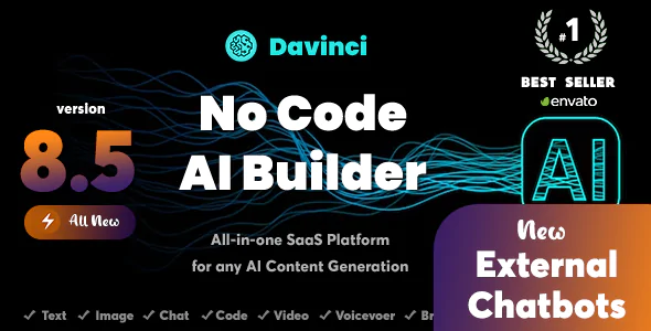 Davinci AI v8.4 - OpenAI Content, Text, Image, Voice, Chat, Code, Transcript, and Video Generator