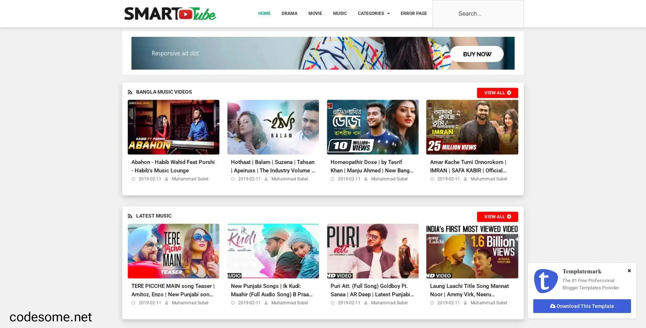 Smart Tube - Video Blogger Template