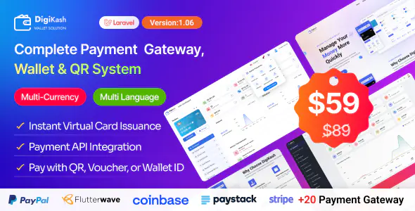 DigiKash v1.0.5 - Complete Payment Gateway, Wallet & QR System