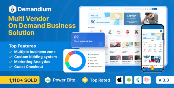 Demandium v3.3 - Multi Provider On Demand, Handyman, Home service App with admin panel