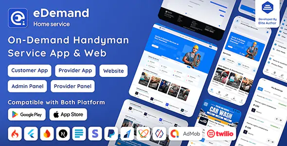eDemand v4.8.0 - Multi Vendor On-Demand Handyman Service App