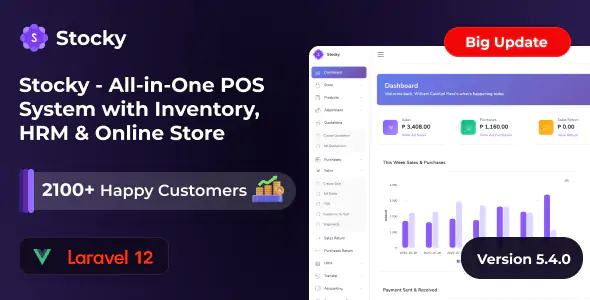 Stocky v5.5 - Ultimate Inventory Management with Point of Sale(POS), HRM & Online Store