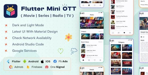 Flutter Mini OTT - Live Tv Movie Videos Radios