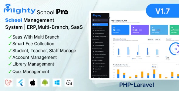 Mighty School Pro v1.6 - School Management System (ERP, Multi-Branch, SaaS)